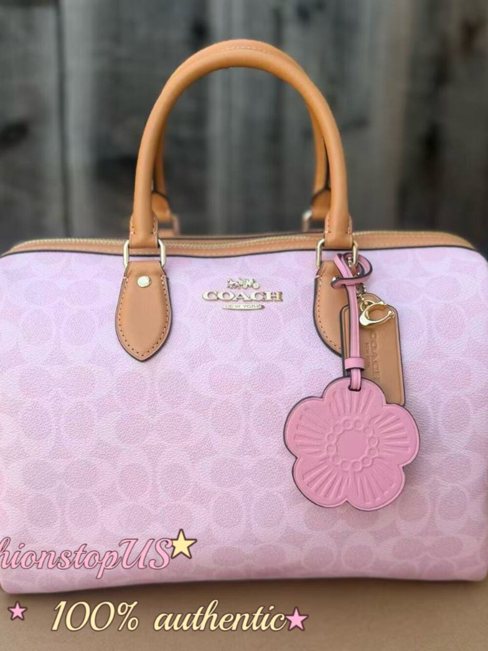 NWT！COACH Large Rowan Satchel Bag In Signature With Charms（CEA19）